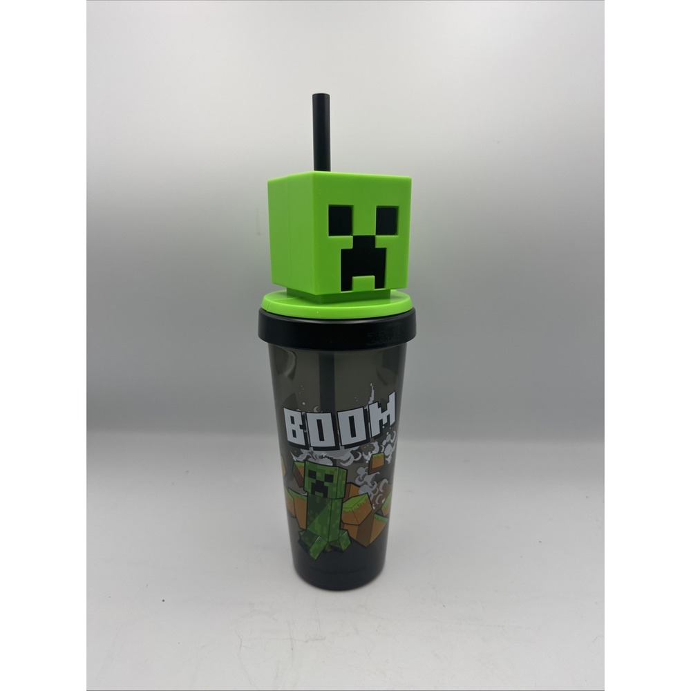 Zak Minecraft Creeper Super Sipper 18oz Plastic Tumbler Lid Straw Green Tumbler